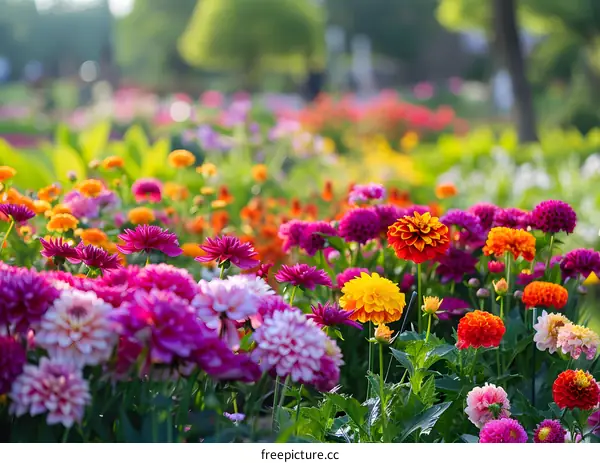 Colorful Flower Garden in Summer