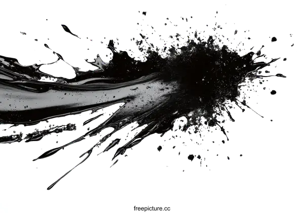 [Transparent Background PNG]Abstract Black Ink Splash Art
