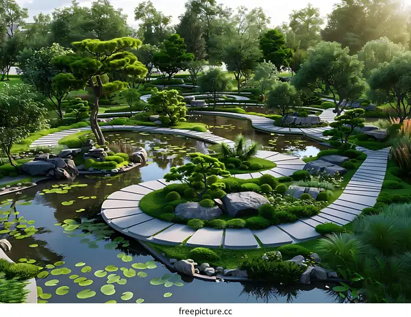 The landscape design effect picture of the garden