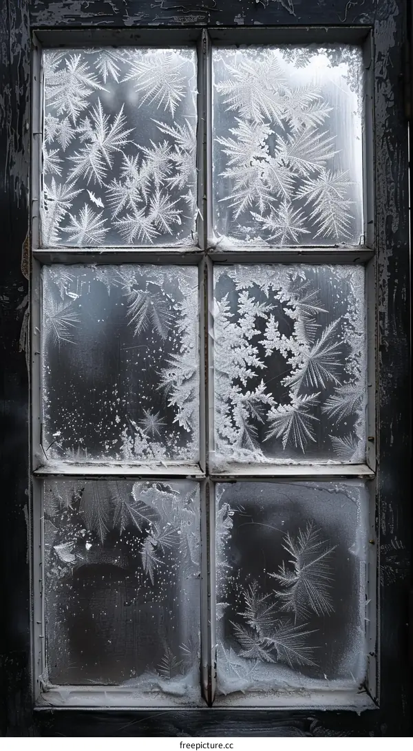 Ice crystals on a window