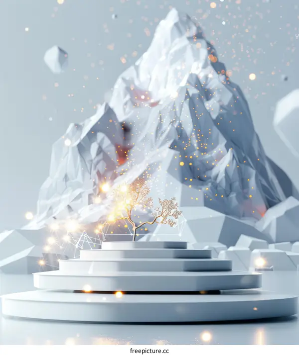 Golden Tree on Minimalist Podium