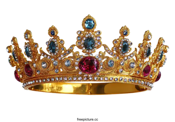 [Transparent Background PNG]Ornate Gold Crown with Jewels