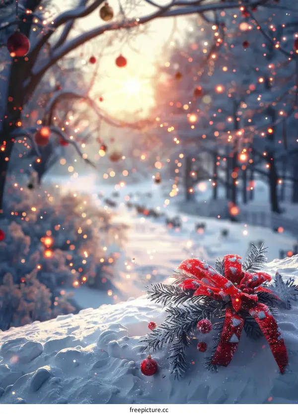 Winter Wonderland with Red Bow