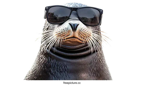 [Transparent Background PNG]Funny Seal Wearing Sunglasses
