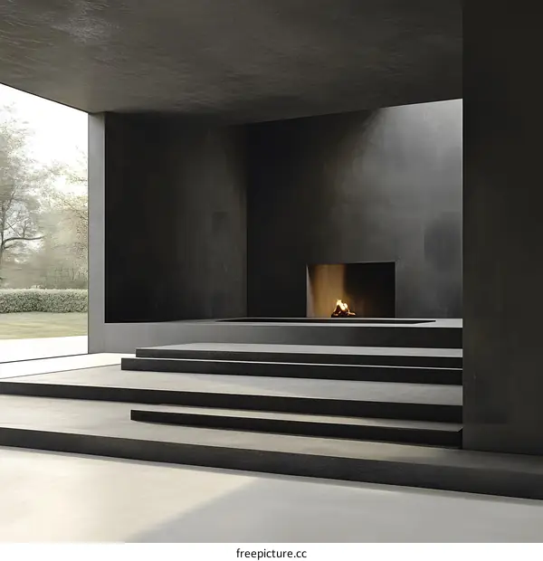 Minimalist Modern Home Interior Design With Fireplace
