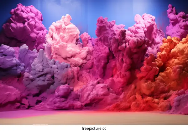 Colorful powder explosion on a blue background