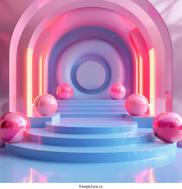 Abstract Pink and Blue Geometric Stage