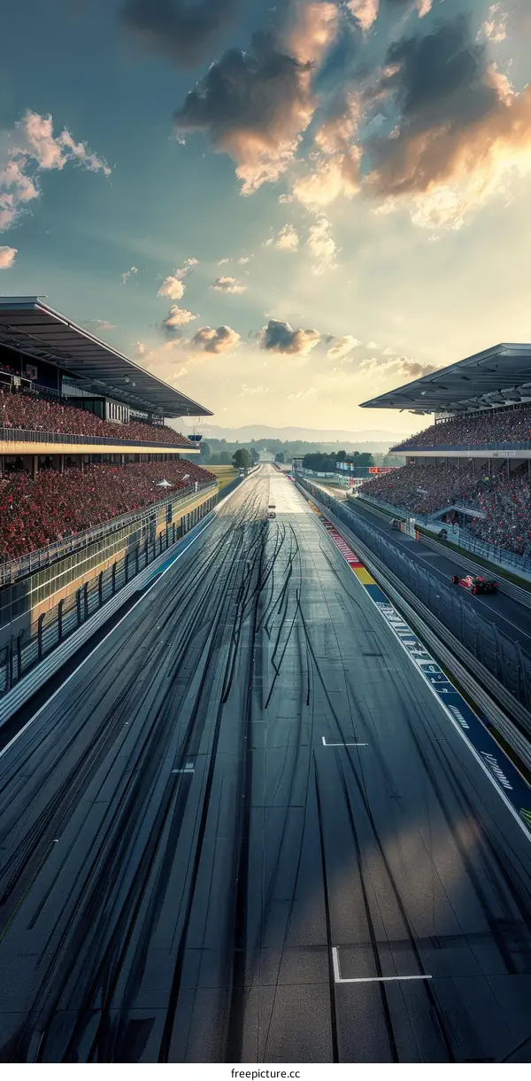 Formula One cars racing on a track