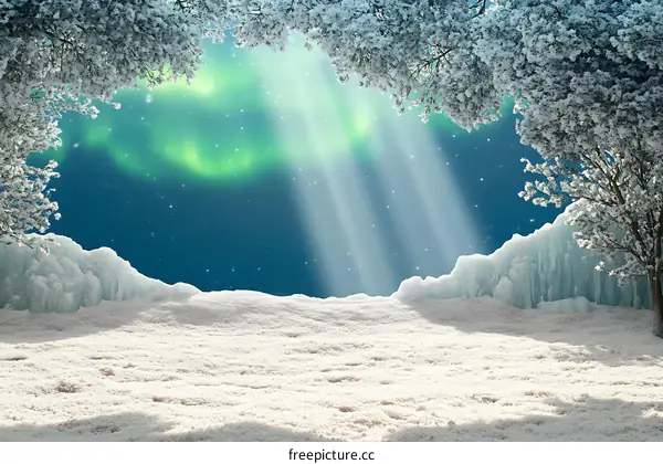 Winter Wonderland with Aurora Borealis
