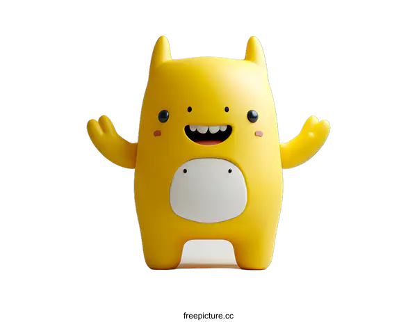 [Transparent Background PNG]Cute Yellow Monster Smiling