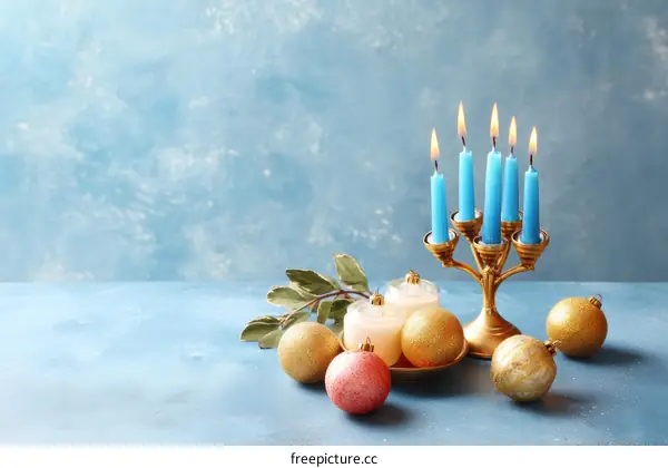 Hanukkah Candlestick with Festive Decorations