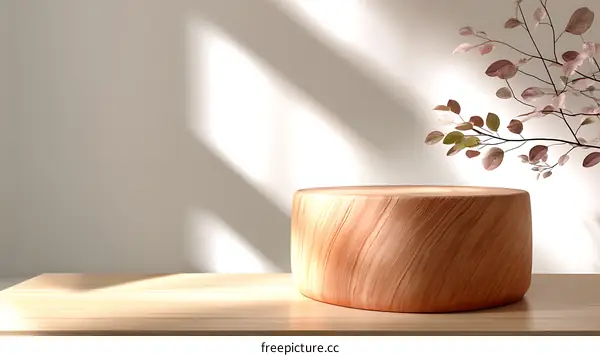 Wooden Display Podium with Natural Light