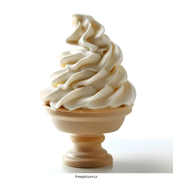 Vanilla soft serve ice cream on white background