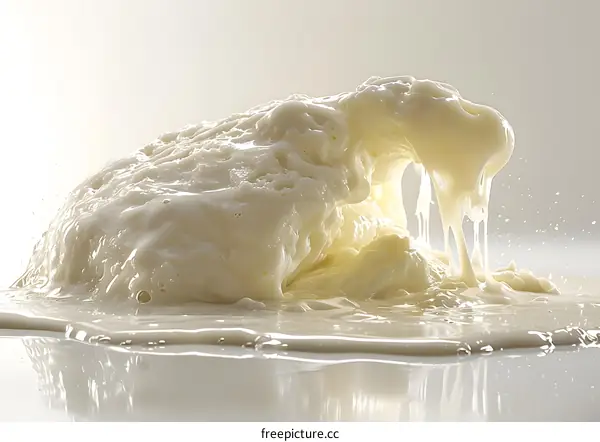 White liquid shaped like a wave crashing on a reflective surface