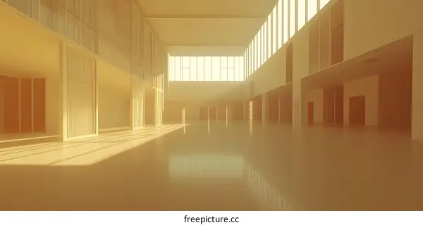 Modern Building Interior Design With Large Windows