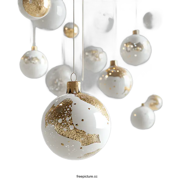 [Transparent Background PNG]Christmas Ornaments Falling in a transparent background