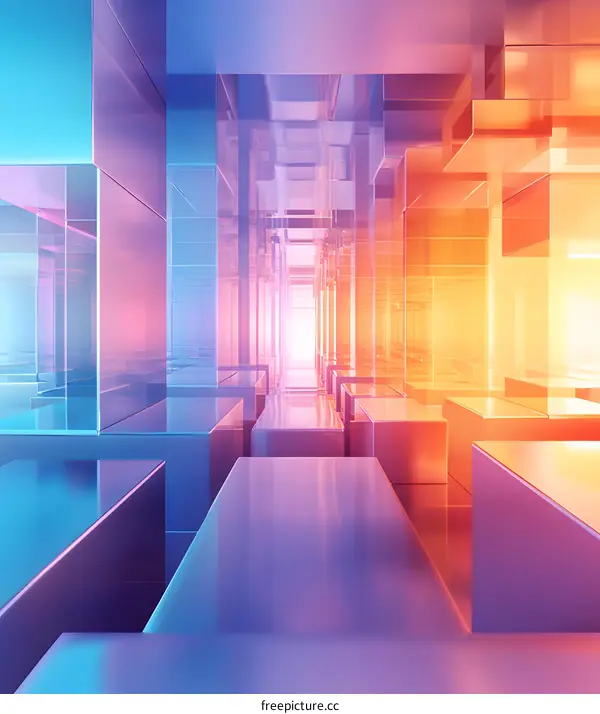Abstract Colorful Glass Cubes Tunnel
