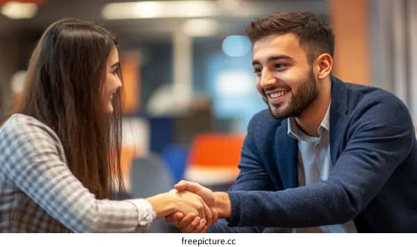 Business Partnership Handshake Between Two Young Adults