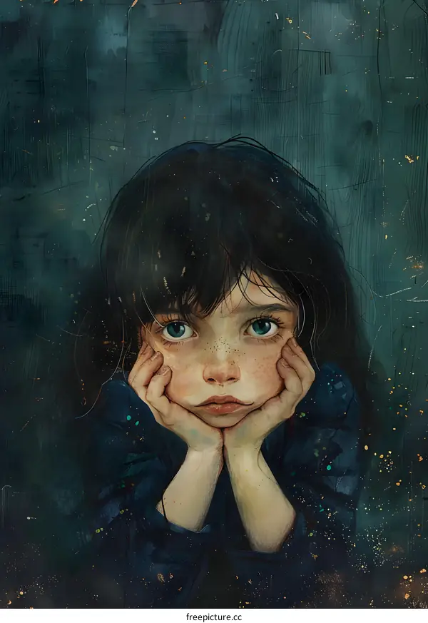 girl with freckles and blue eyes cupping her face