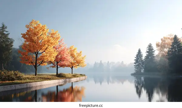 Autumn Morning by the Lake