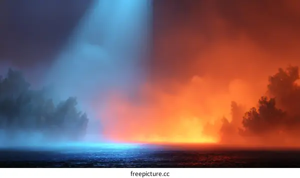 Dual Light Fantasy Landscape at Dusk