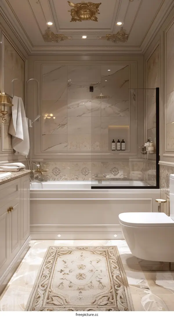 Luxury Beige Bathroom Interior Design Illustration