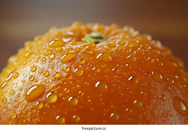 Close-up image of a wet orange