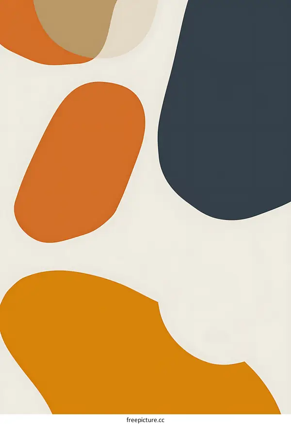 Abstract Art Shapes In Orange, Brown, Beige, And Blue
