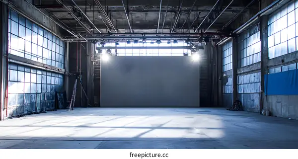 Large Grey Wall in Empty Industrial Building