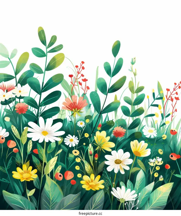 Mesmerizing Garden Illustration with Vibrant Flora