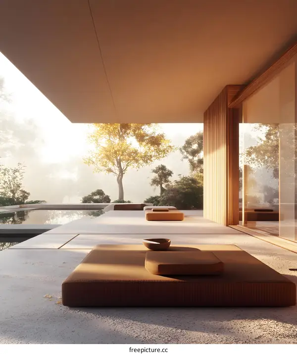 Minimalist Modern House Exterior Design With Large Patio And Pool