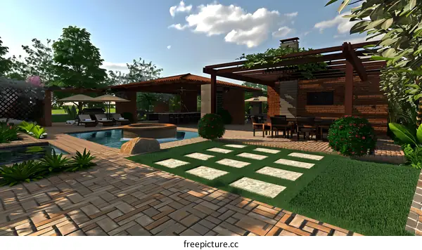 Modern Backyard Design with Pool and Patio