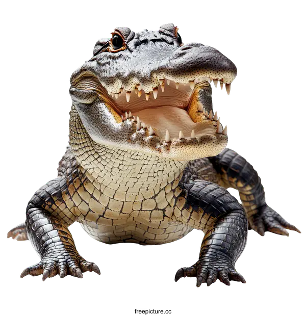 [Transparent Background PNG]Baby Alligator with Open Mouth Close Up