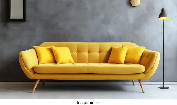 Mustard Yellow Sofa in Modern Living Room