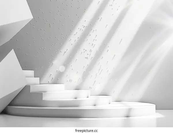3D rendering of a white podium with a spotlight on it