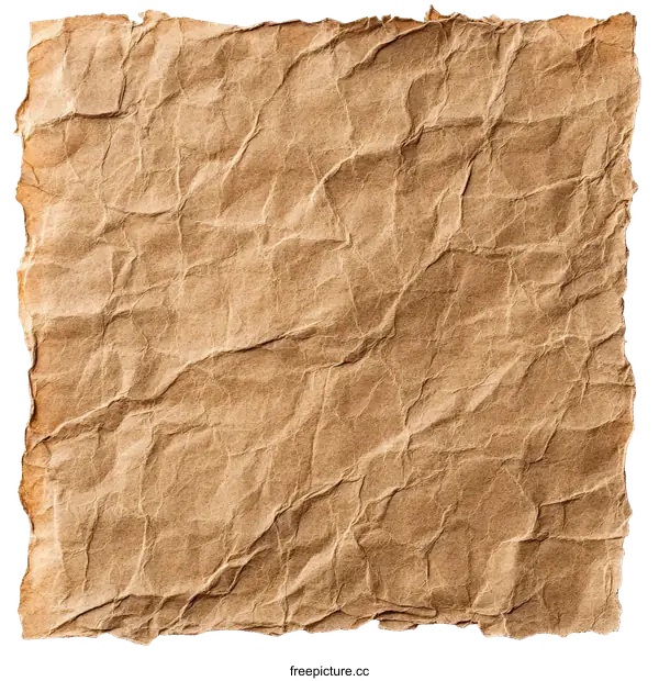 [Transparent Background PNG]Crumpled Brown Paper Texture Background