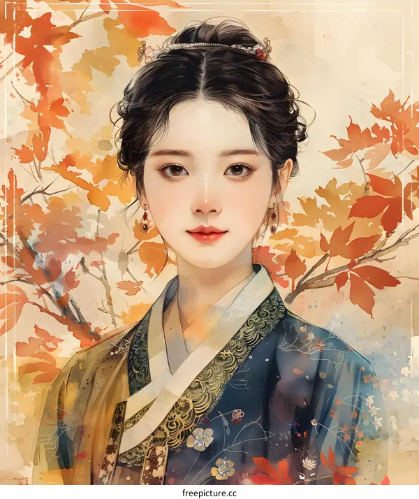A beautiful Korean woman in traditional dress