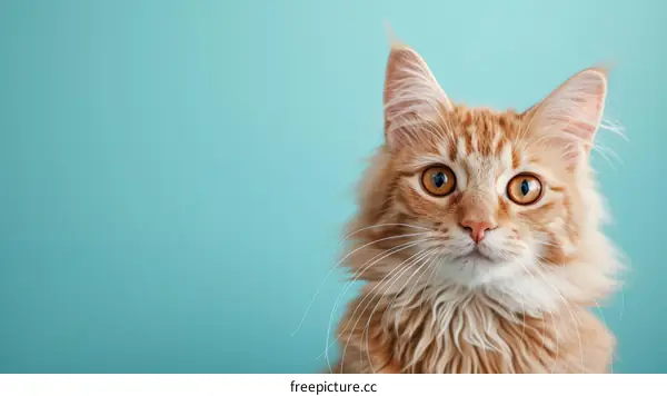 Curious Ginger Cat Staring at Camera