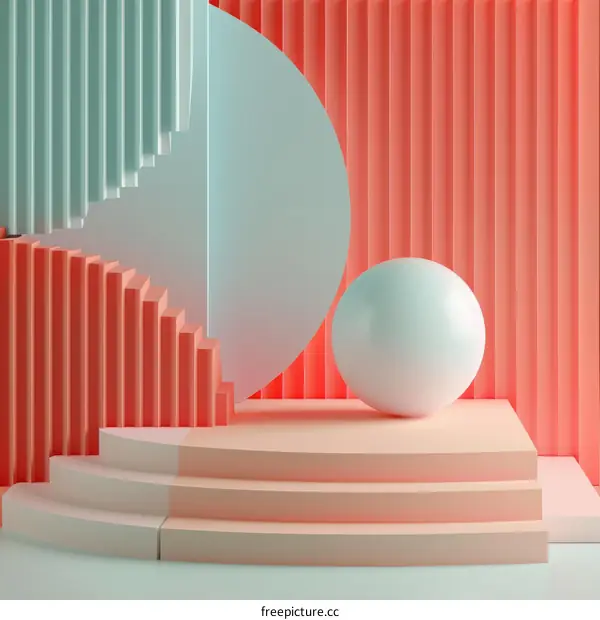 3D rendering of geometric shapes with pastel colors