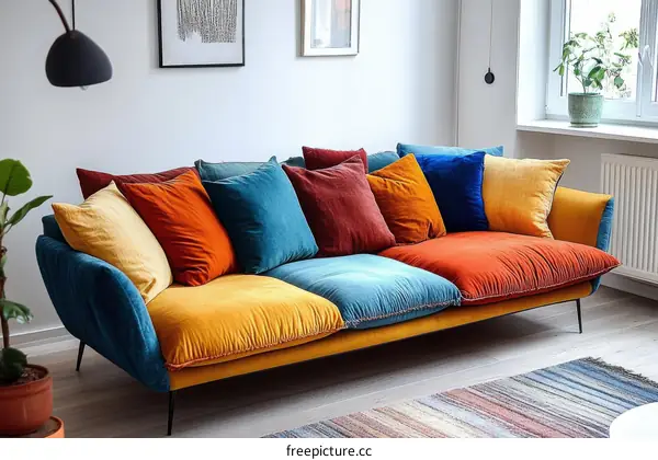 Colorful Sectional Sofa in Modern Living Room