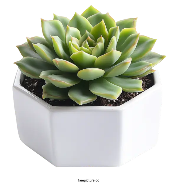 [Transparent Background PNG]Succulent Plant in White Hexagonal Pot