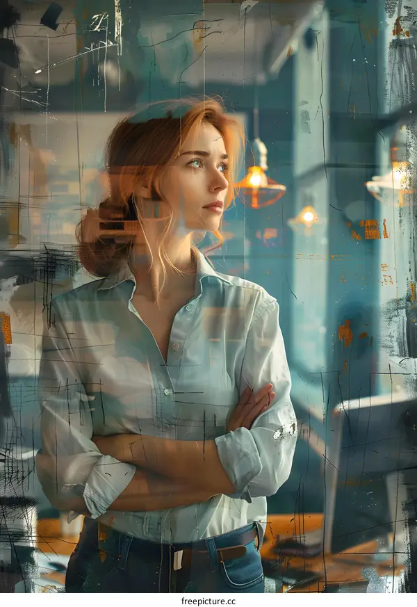 portrait of a young woman looking out the window