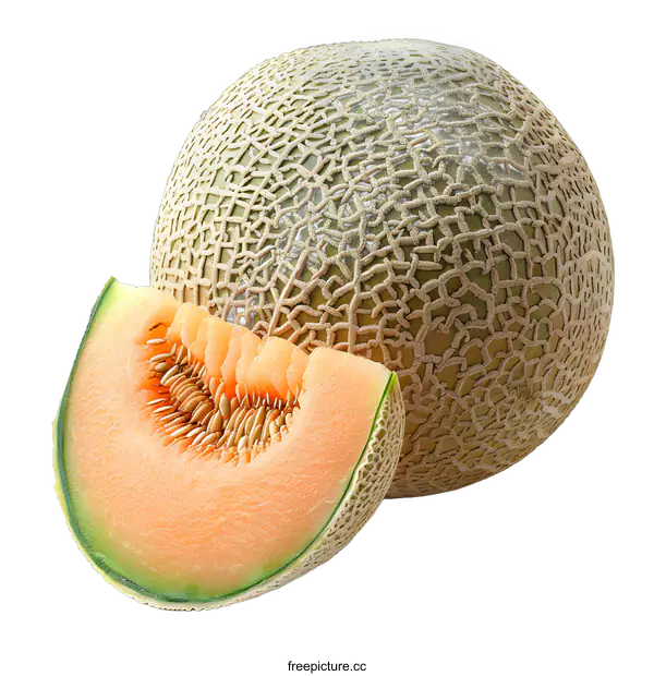 [Transparent Background PNG]Close-up of Fresh Melon with Slice
