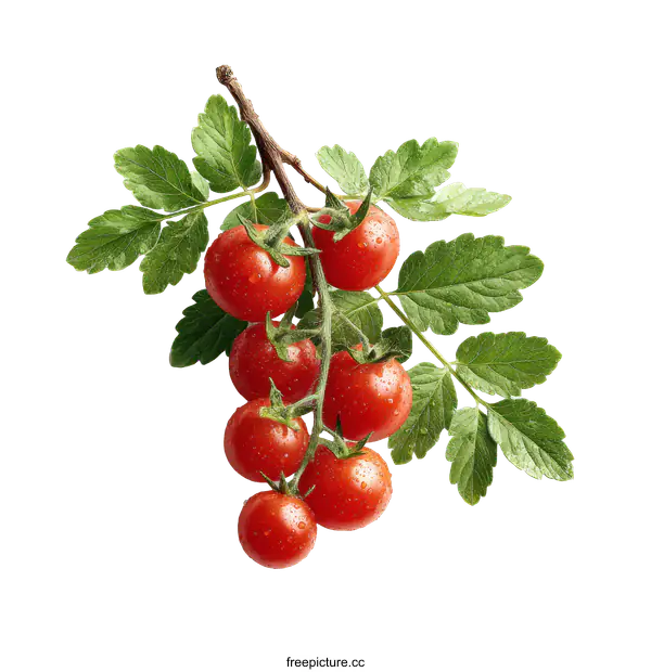 [Transparent Background PNG]Fresh Cherry Tomatoes on Vine