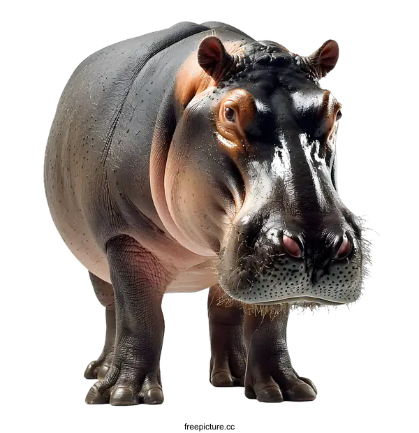[Transparent Background PNG]Hippopotamus standing on white background