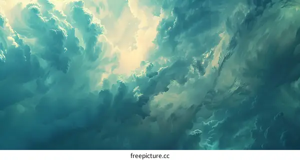 Abstract Art Green Clouds Background