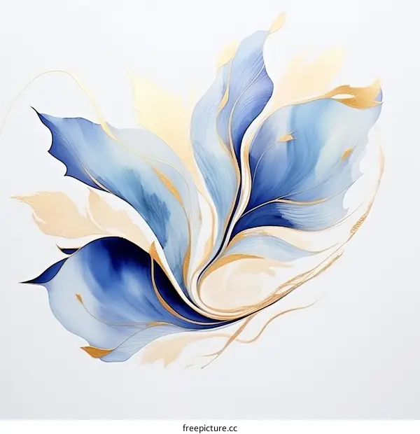 Blue and gold abstract flower painting