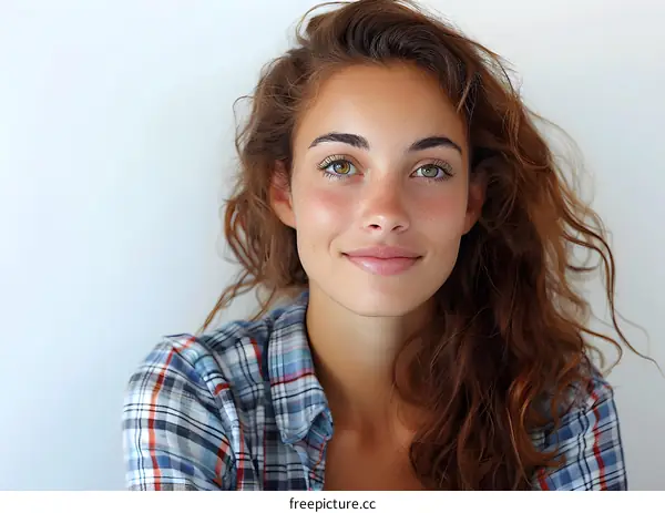portrait of a beautiful young woman with freckles