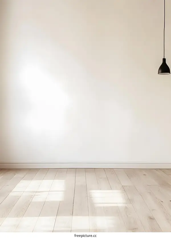 Minimalist Interior Design with White Wall and Wood Floor