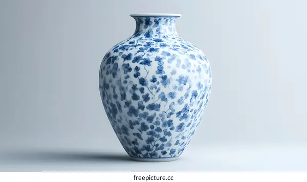 Blue and White Porcelain Vase with Floral Design